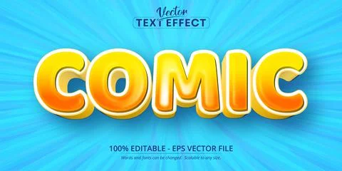 Comic text, cartoon style editable text effect Stock Illustration