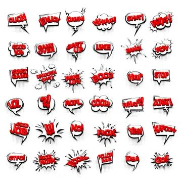 Comic text collection sound effects pop art style Stock Illustration