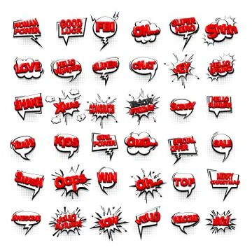 Comic text collection sound effects pop art style Stock-Illustration