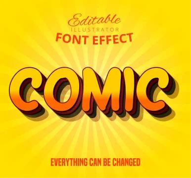 Comic text, editable font effect Stock Illustration