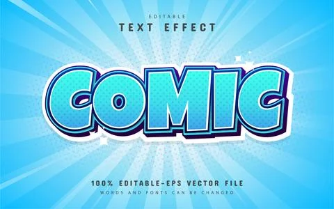 Comic text effect with blue gradient Stock Illustration