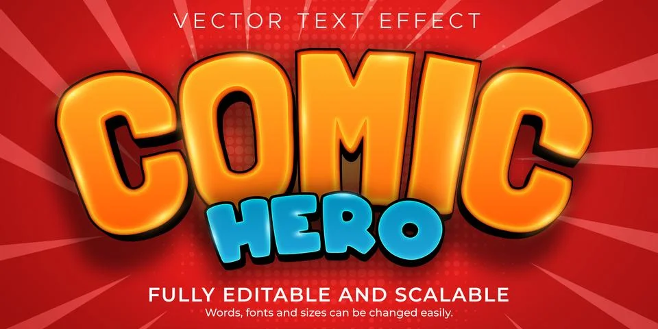 Comic text effect, cartoon editable text style Illustrazione stock