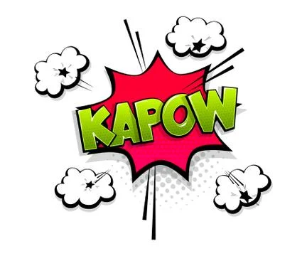 Comic text kapow speech bubble pop art style Stock Illustration