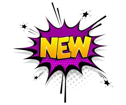 Comic text new speech bubble pop art style Stock Illustration