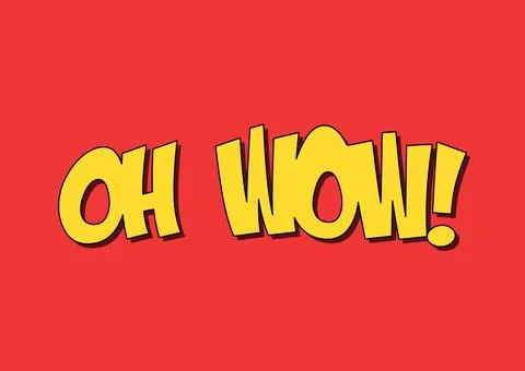 Comic text oh wow exclamation catchy Stock Illustration