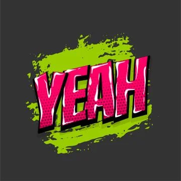 Comic text pop art grunge brush yeah yes ok Stock Illustration