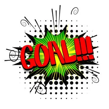 Comic text speech bubble goal game Stock Illustration