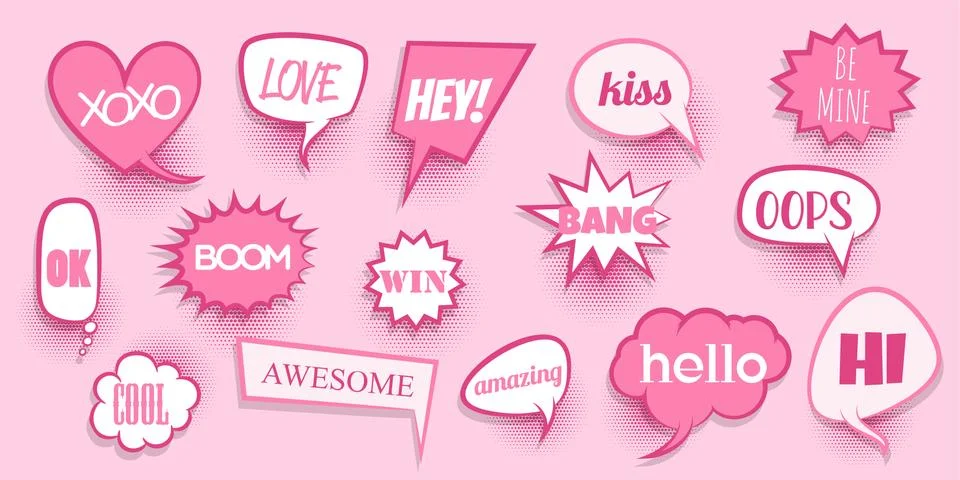 Comic text speeech bubble pop art Stock Illustration