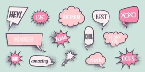 Comic text speeech bubble pop art Illustrazione stock