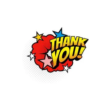 Comic thank you burst explosion isolated boom bang Stock Illustration