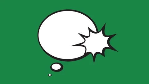 Comic Think Bubble with Spiky Blast 2D Animation on Green Screen Vidéo 336578584