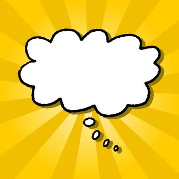 Comic thought bubble - blank copyspace on yellow background. Stock Illustration