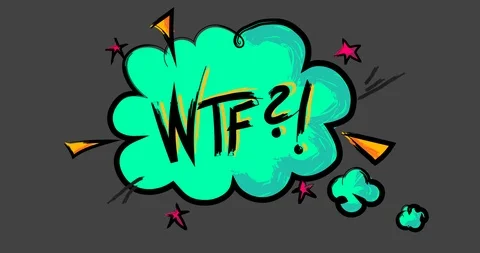 Comic Thought Bubble with popping WTF in Sketch Style Stock Footage 107306332