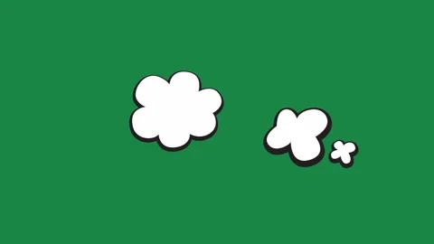 Comic Thought Cloud Bubble with Poof 2D Animation on Green Screen Stock Footage 336578576