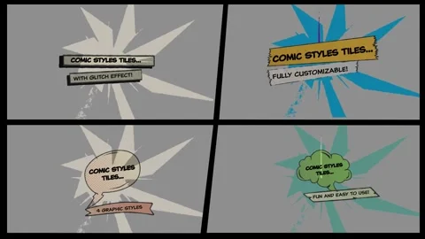 Comic Titles With Glitch After Effects stock