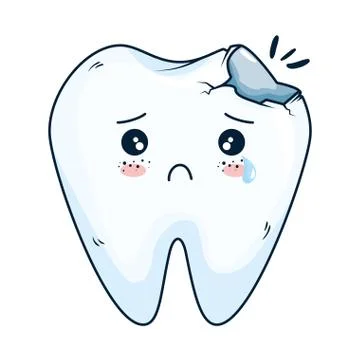 Comic tooth broken kawaii character Illustrazione stock