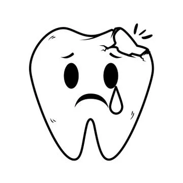 Comic tooth broken kawaii character Illustrazione stock