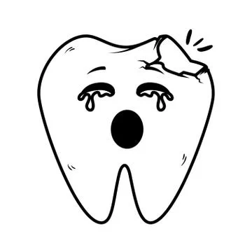 Comic tooth broken kawaii character Illustrazione stock