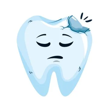 Comic tooth broken kawaii character Illustrazione stock