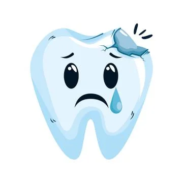 Comic tooth broken kawaii character Illustrazione stock
