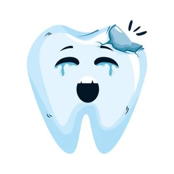 Comic tooth broken kawaii character Illustrazione stock