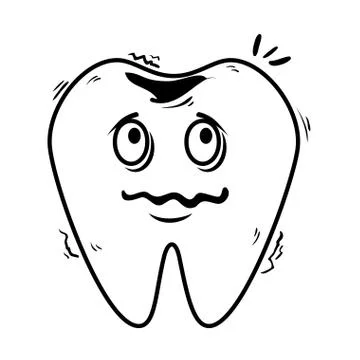 Comic tooth sad kawaii character Illustrazione stock
