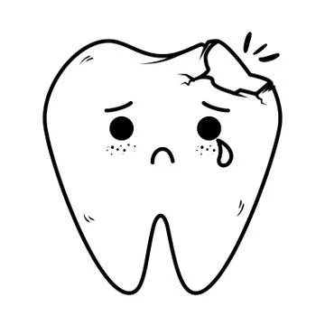 Comic tooth sad kawaii character Illustrazione stock