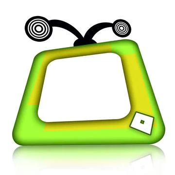 Comic TV Comic retro TV box with antenna and blank screen isolated over wh... Stock Photos