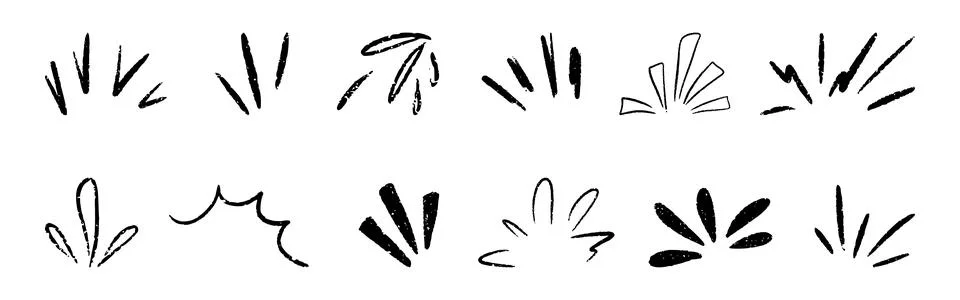Comic twinkle line with manga effect doodles. Twinkle element with surprise Stock-Illustration