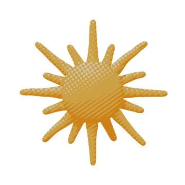 Comic vector hot bright orange sun forecast symbol Stock Illustration