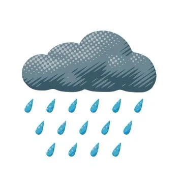 Comic vector nature rain from cloud - sign object Stock Illustration