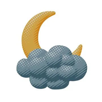 Comic vector night orange moon illustration idea Stock Illustration