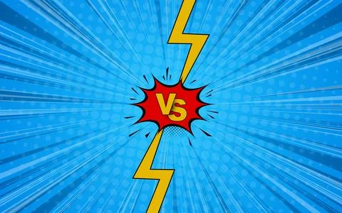 Comic versus background with thunder. Vector illustration. Stock Illustration