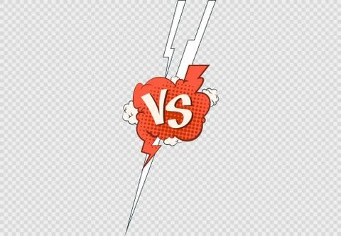 Comic versus frame. Vs battle fight. Vector confrontation logo on transparent Stock Illustration