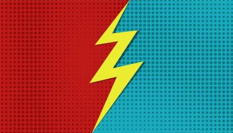Comic versus superhero background. Vector cartoon VS halftone bolt template イラスト素材