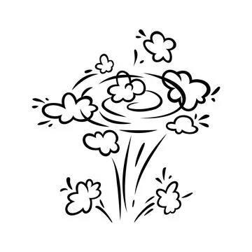 Comic whirl effect clouds. Set of explosion bubbles and smoke. Vector Stock Illustration