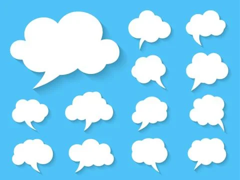 Comic white flat speech bubble message vector set Stock Illustration