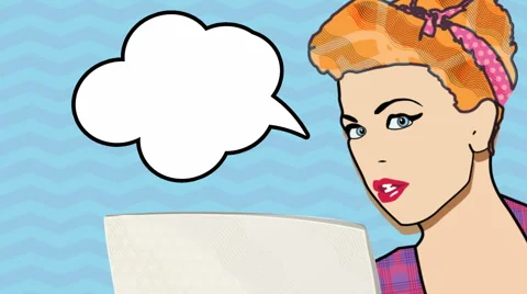 Comic woman with blank speech bubble. Stock Footage 68384977