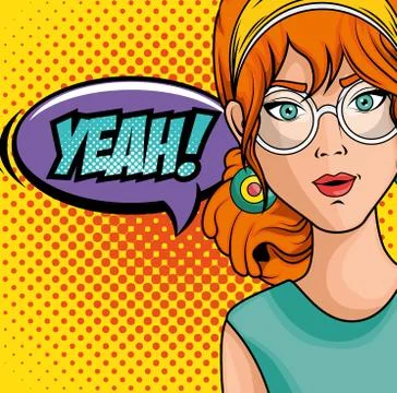 Comic like woman icon Stock Illustration