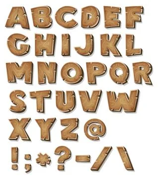 Comic Wood Alphabet Stock Illustration