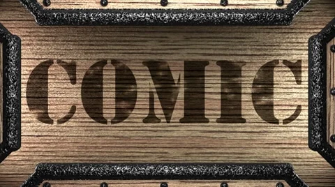Comic on wooden stamp Stock Footage