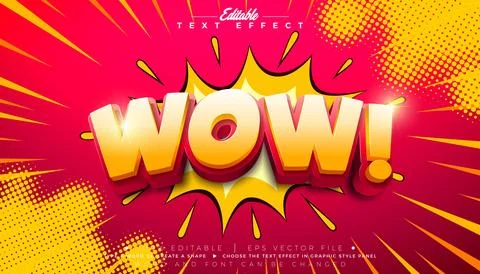 Comic Wow Editable Text Effect Design Illustrator Graphic Style with Customiz Stock Illustration
