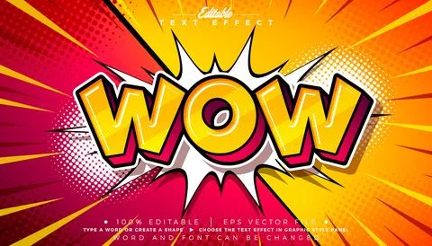 Comic Wow Editable Text Effect Design Illustrator Graphic Style with Custom.. 库存插图