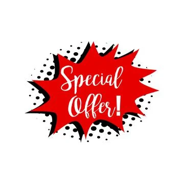 Comic wow with text special offer and retro shadow Stock Illustration