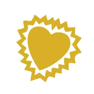 Comic Yellow Heart Icon Stock Illustration
