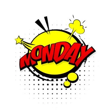 Comic yellow sound effects pop art monday week Stock Illustration