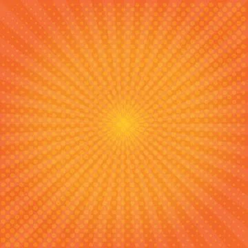 Comic yellow sunrise background. retro halftone dot background Stockillustratie