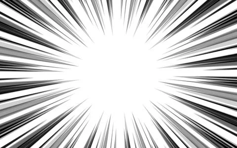 Comic zoom explosion background in black and white. Stock Illustration