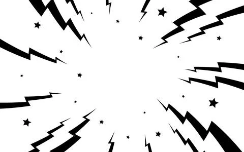 Comic zoom explosion background in black and white. Illustrazione stock
