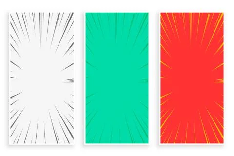 Comic zoom lines banners set Stock Illustration